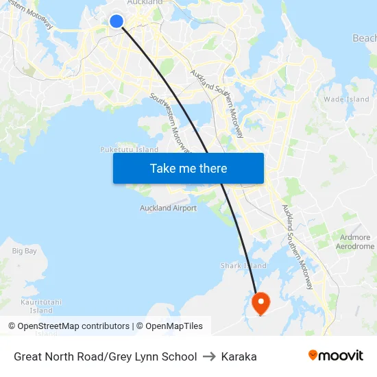 Great North Road/Grey Lynn School to Karaka map