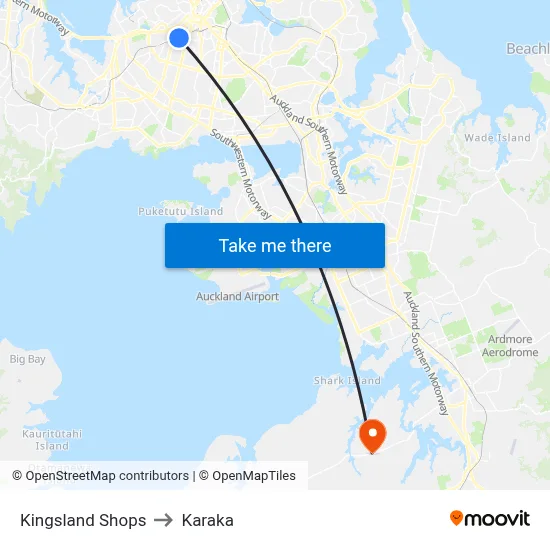 Kingsland Shops to Karaka map