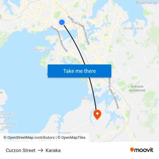 Curzon Street to Karaka map