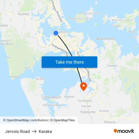 Jervois Road to Karaka map