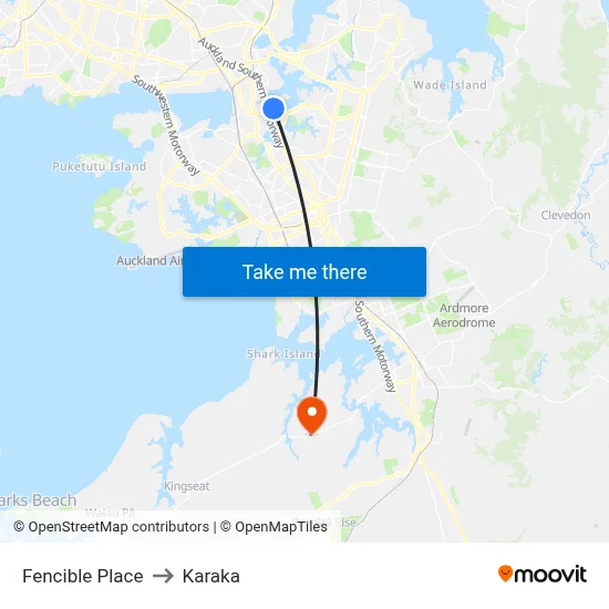 Fencible Place to Karaka map