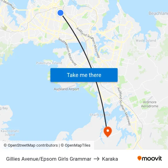 Gillies Avenue/Epsom Girls Grammar to Karaka map