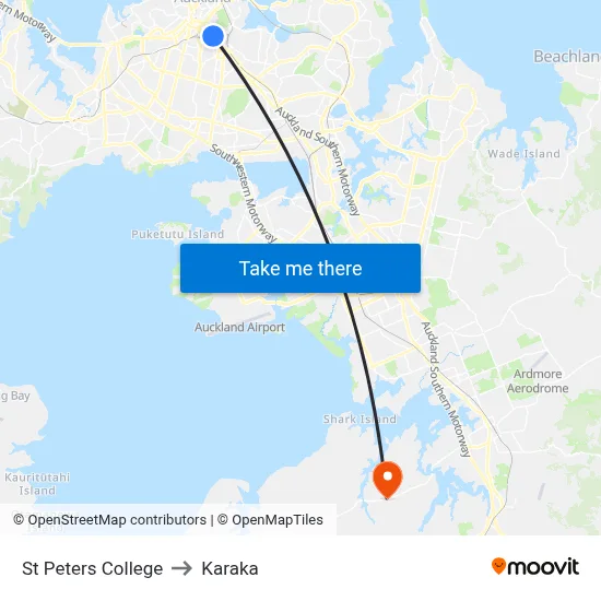 St Peters College to Karaka map