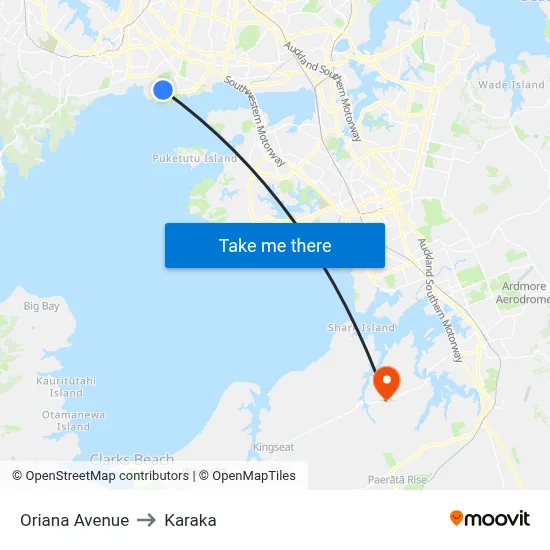 Oriana Avenue to Karaka map