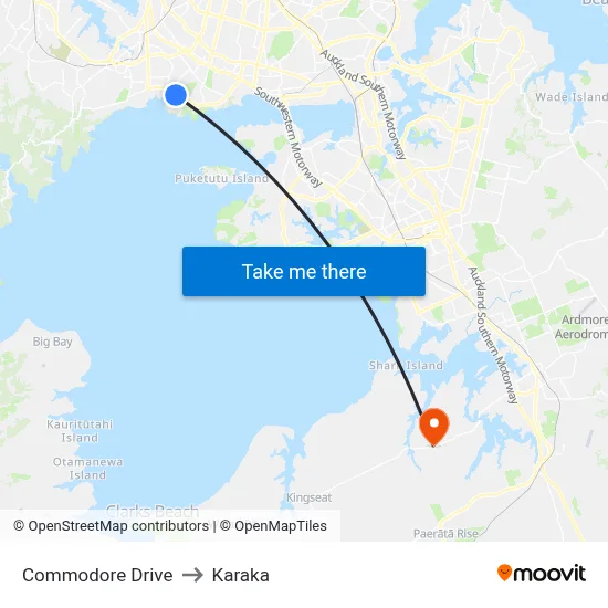 Commodore Drive to Karaka map