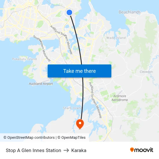 Stop A Glen Innes Station to Karaka map