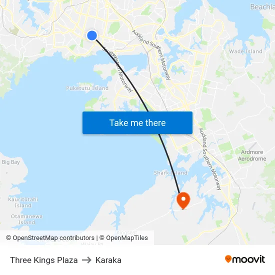 Three Kings Plaza to Karaka map