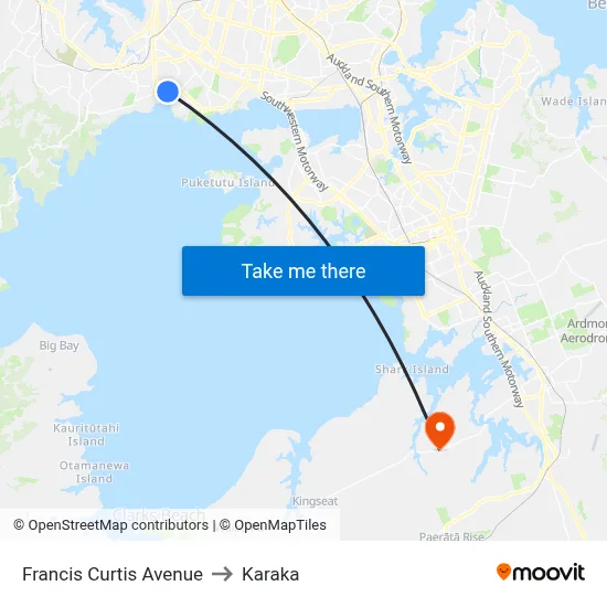 Francis Curtis Avenue to Karaka map