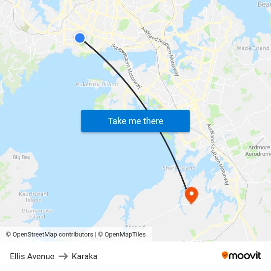 Ellis Avenue to Karaka map