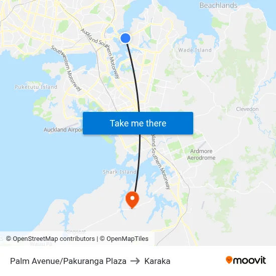 Palm Avenue/Pakuranga Plaza to Karaka map