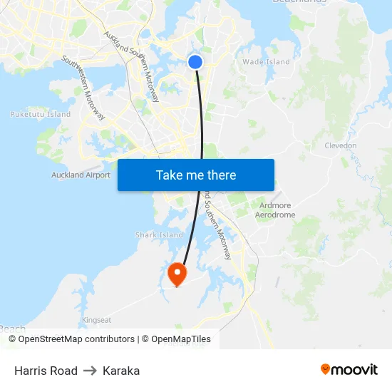 Harris Road to Karaka map