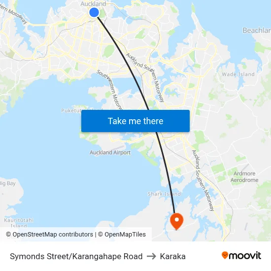 Symonds Street/Karangahape Road to Karaka map