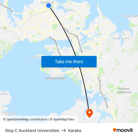Stop C Auckland Universities to Karaka map