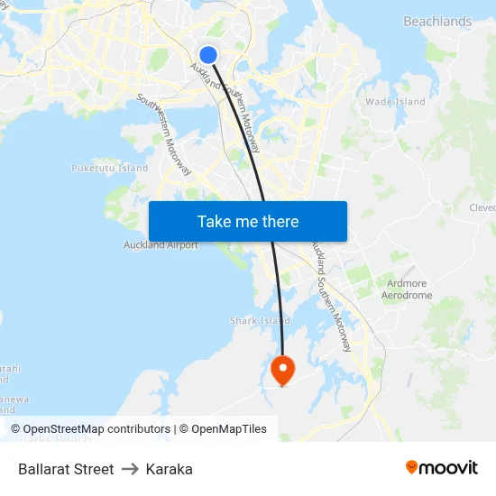 Ballarat Street to Karaka map