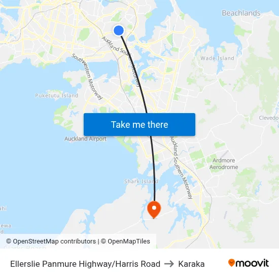 Ellerslie Panmure Highway/Harris Road to Karaka map