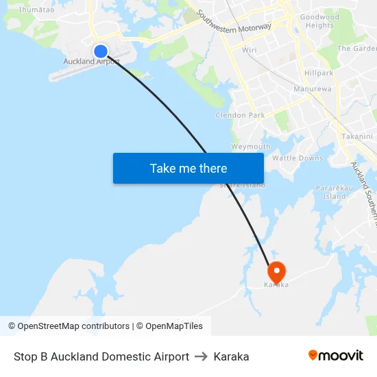 Stop B Auckland Domestic Airport to Karaka map