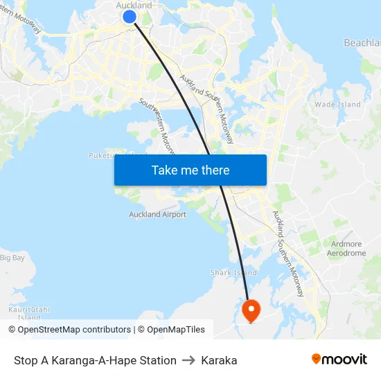Stop A Karanga-A-Hape Station to Karaka map
