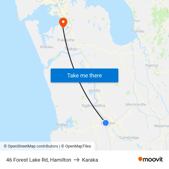 46 Forest Lake Rd, Hamilton to Karaka map