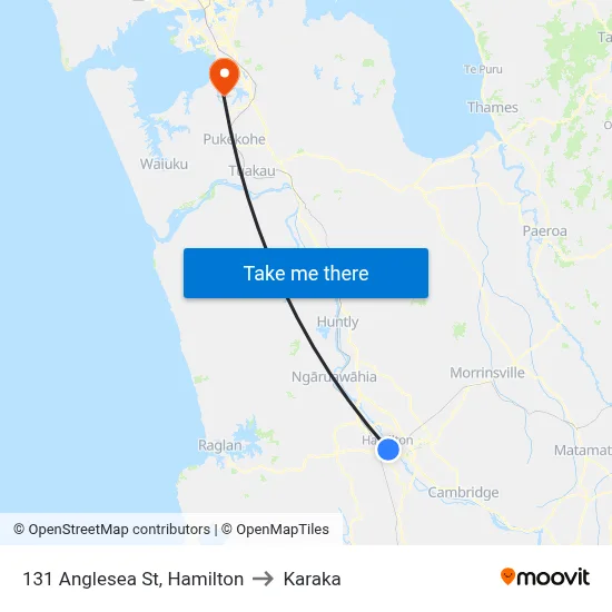 131 Anglesea St, Hamilton to Karaka map