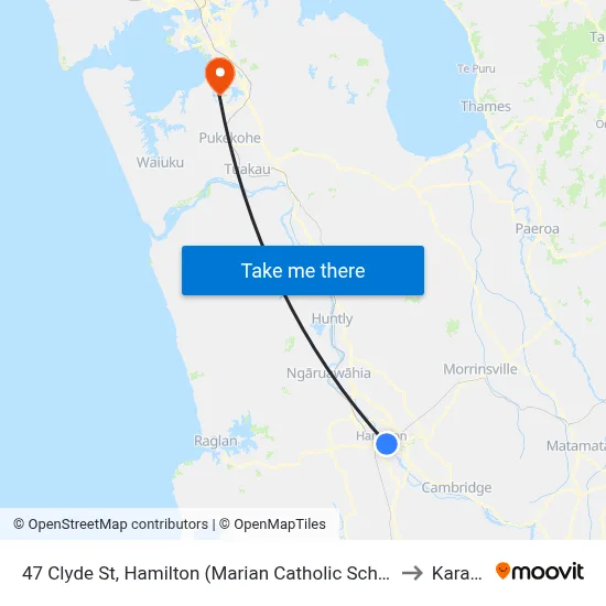 47 Clyde St, Hamilton (Marian Catholic School) to Karaka map