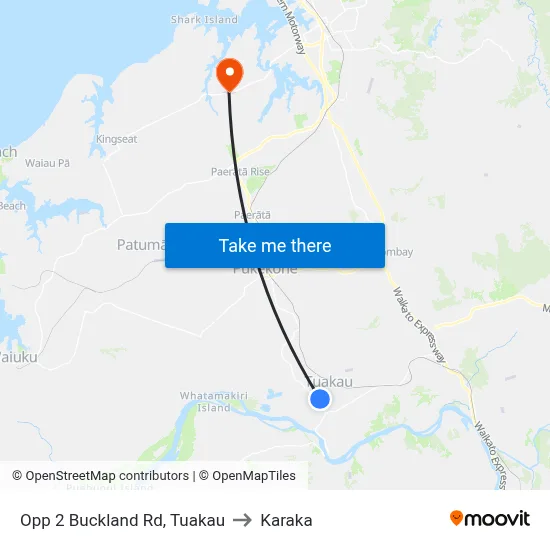 Opp 2 Buckland Rd, Tuakau to Karaka map