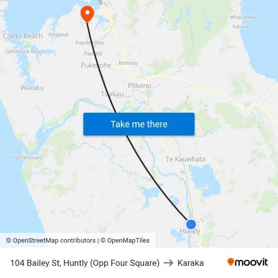 104 Bailey St, Huntly (Opp Four Square) to Karaka map