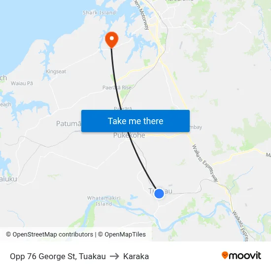 Opp 76 George St, Tuakau to Karaka map