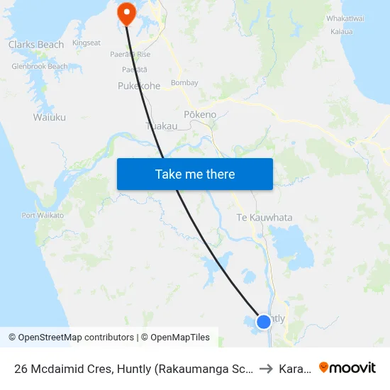 26 Mcdaimid Cres, Huntly (Rakaumanga School) to Karaka map
