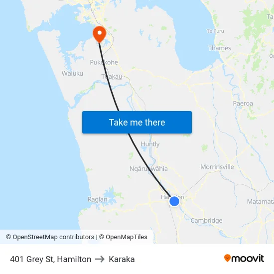 401 Grey St, Hamilton to Karaka map