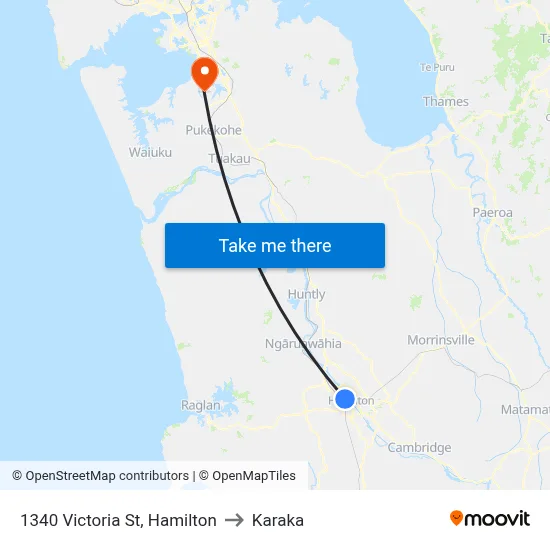 1340 Victoria St, Hamilton to Karaka map