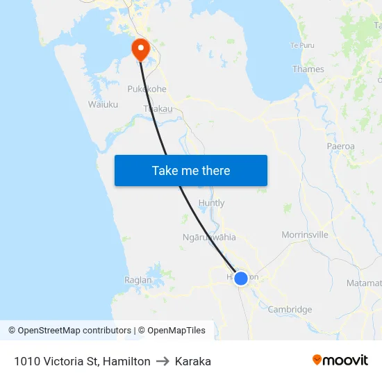 1010 Victoria St, Hamilton to Karaka map