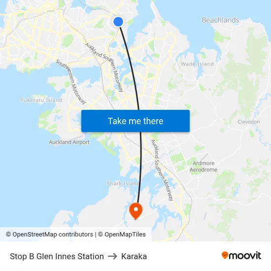 Stop B Glen Innes Station to Karaka map