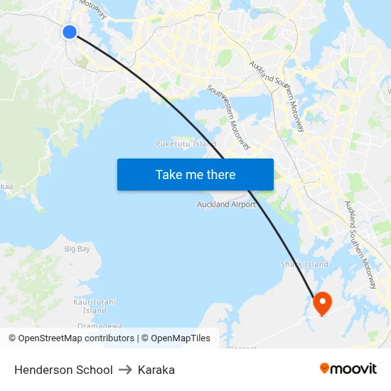 Henderson School to Karaka map