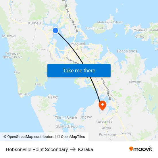 Hobsonville Point Secondary to Karaka map