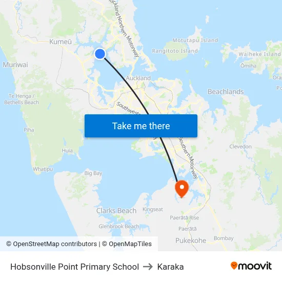 Hobsonville Point Primary School to Karaka map