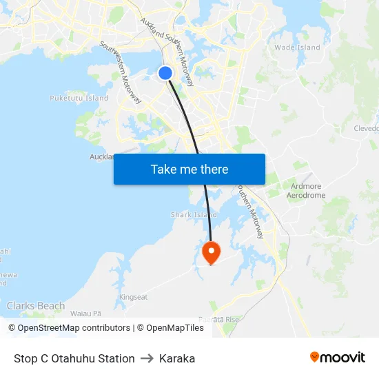 Stop C Otahuhu Station to Karaka map
