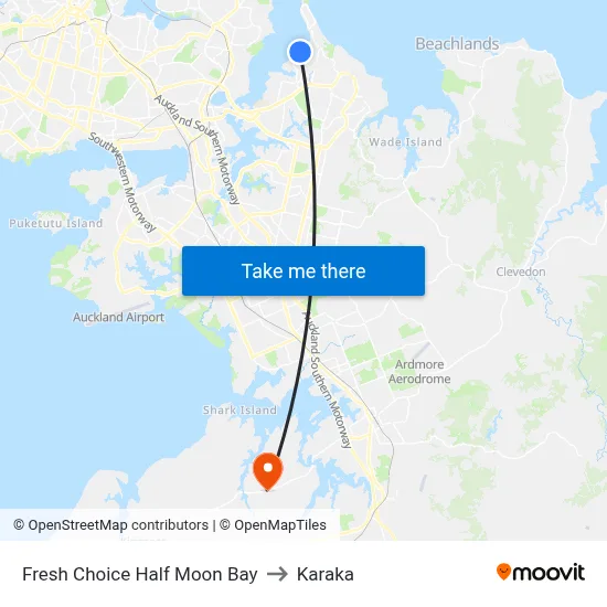 Fresh Choice Half Moon Bay to Karaka map