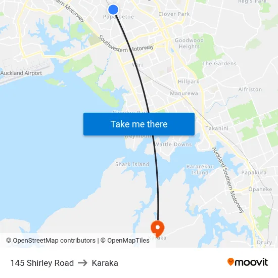 145 Shirley Road to Karaka map