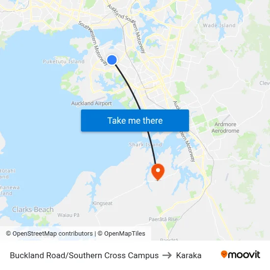 Buckland Road/Southern Cross Campus to Karaka map