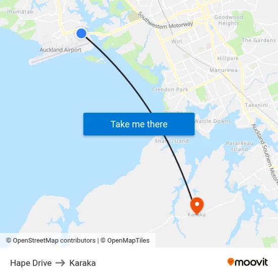 Hape Drive to Karaka map
