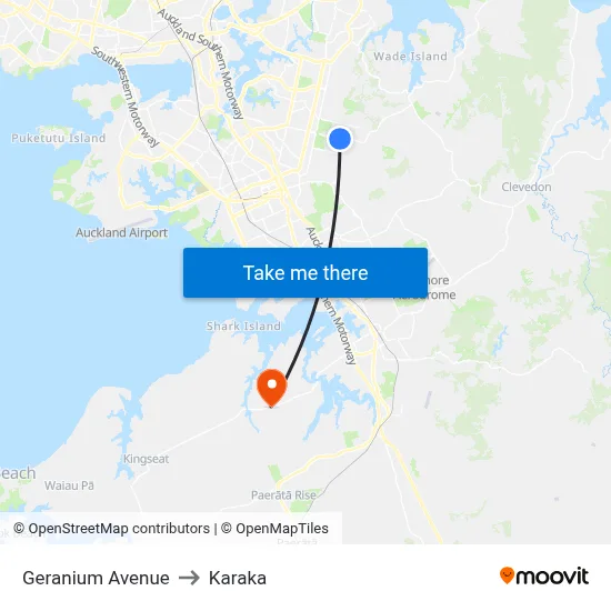 Geranium Avenue to Karaka map