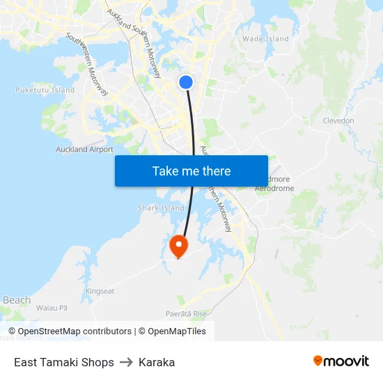 East Tamaki Shops to Karaka map