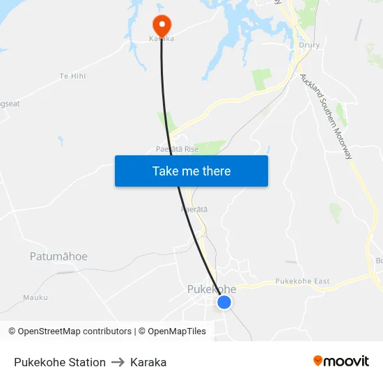 Pukekohe Station to Karaka map