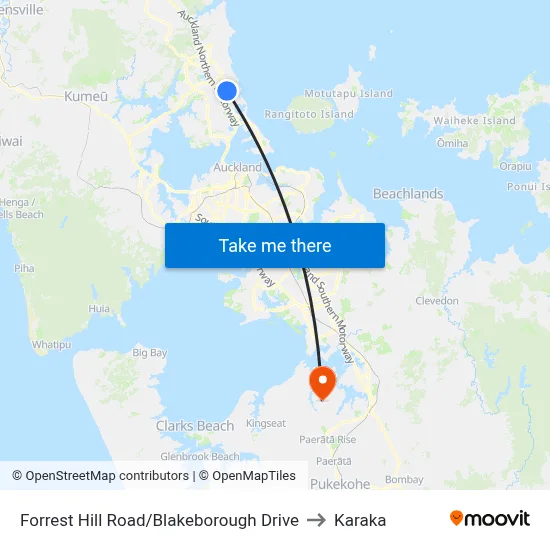 Forrest Hill Road/Blakeborough Drive to Karaka map