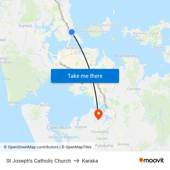 St Joseph's Catholic Church to Karaka map