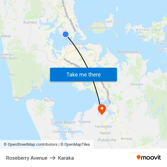 Roseberry Avenue to Karaka map