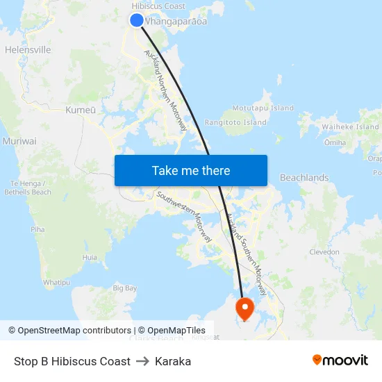 Stop B Hibiscus Coast to Karaka map