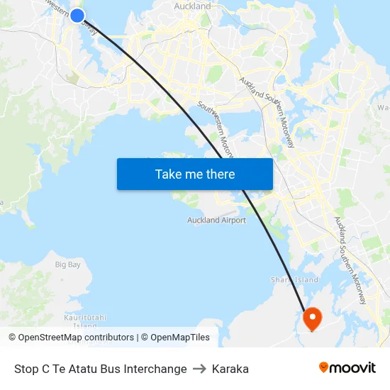 Stop C Te Atatu Bus Interchange to Karaka map