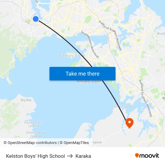 Kelston Boys' High School to Karaka map