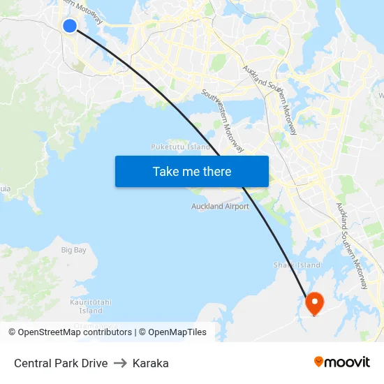 Central Park Drive to Karaka map
